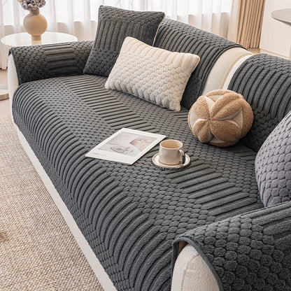 Cozy Plush Couch Cover Non Slip Fluffy Sectional Sofa Covers