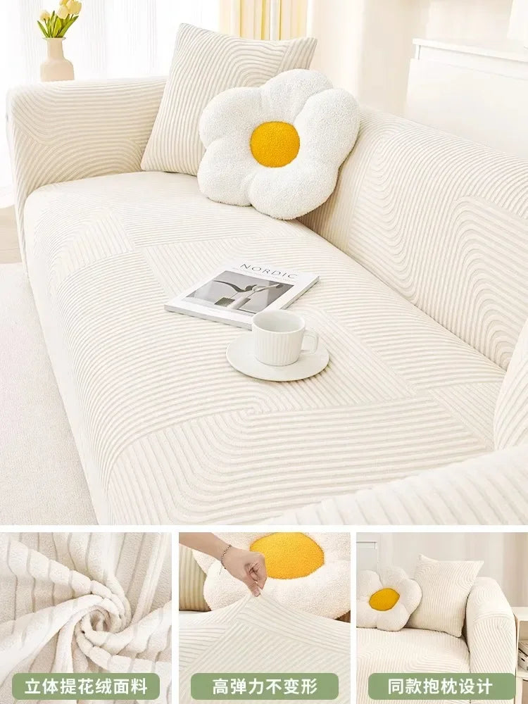 Elastic Jacquard L-Shaped Sofa Covers Stretchy Slipcover 