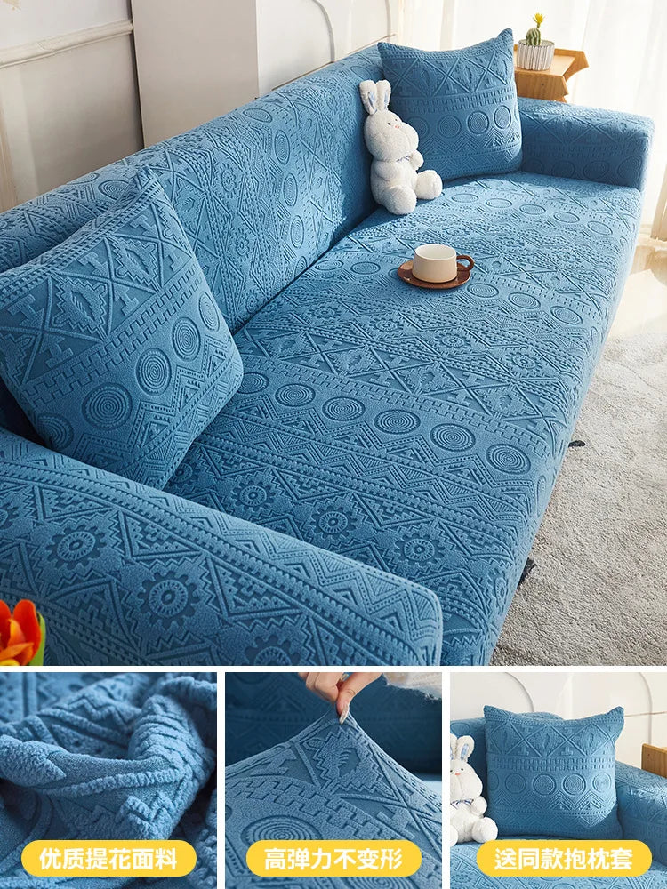 Thick Elastic Sofa Cover Slipcover Stretchy Polar Fleece Seater Corner Couch Cover 