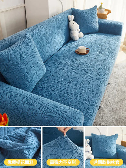 Thick Elastic Sofa Cover Slipcover Stretchy Polar Fleece Seater Corner Couch Cover 