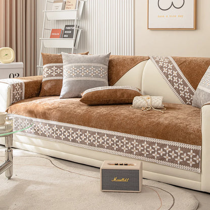 Anti-scratch I-shaped Sofa Cover Chenille Slipcover Durable Chair Protector 