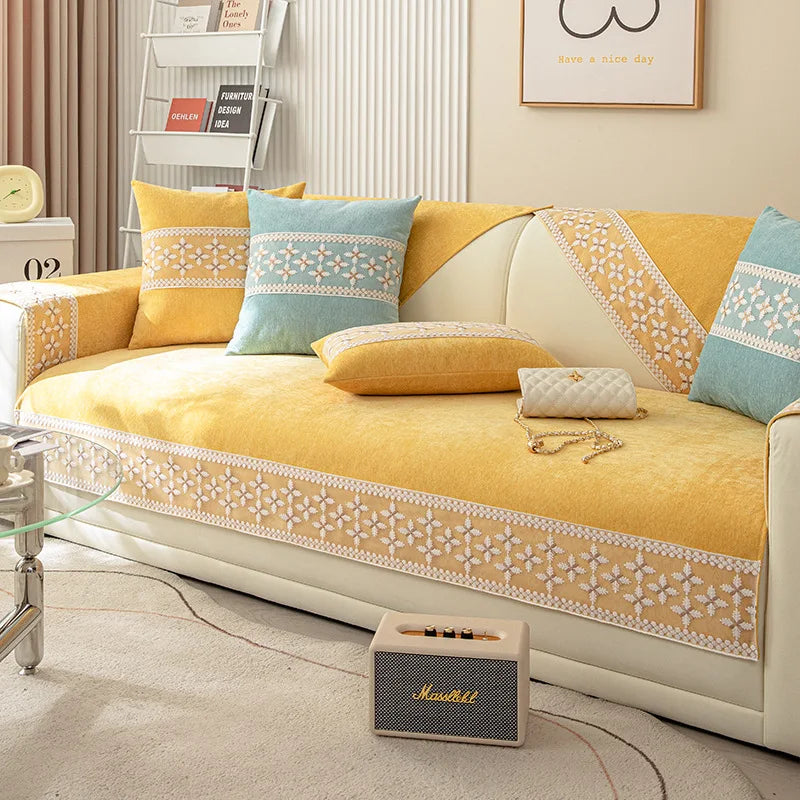 Anti-scratch I-shaped Sofa Cover Chenille Slipcover Durable Chair Protector 