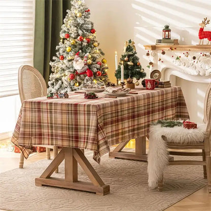 Rustic Plaid Thanksgiving Table Decor Christmas Tabletop Table Cloth