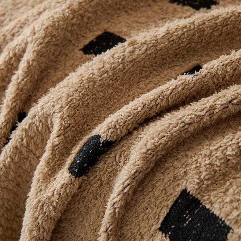 Sofa Throw Blanket with Woven Geometric Pattern Cozy Couch Cushion Cover