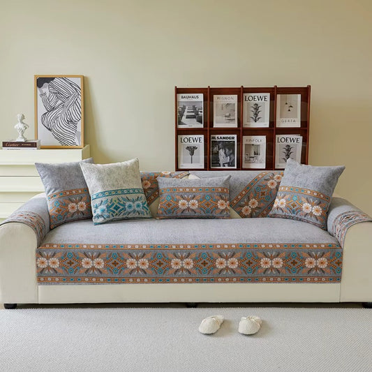 Boho Durable I-shaped Sofa Cover Anti-scratch Cushion Couch Cover Non-slip Slipcover 