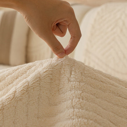 Textured Sofa Seat Cover with Wave Edge Non-Slip Washable Couch Protector